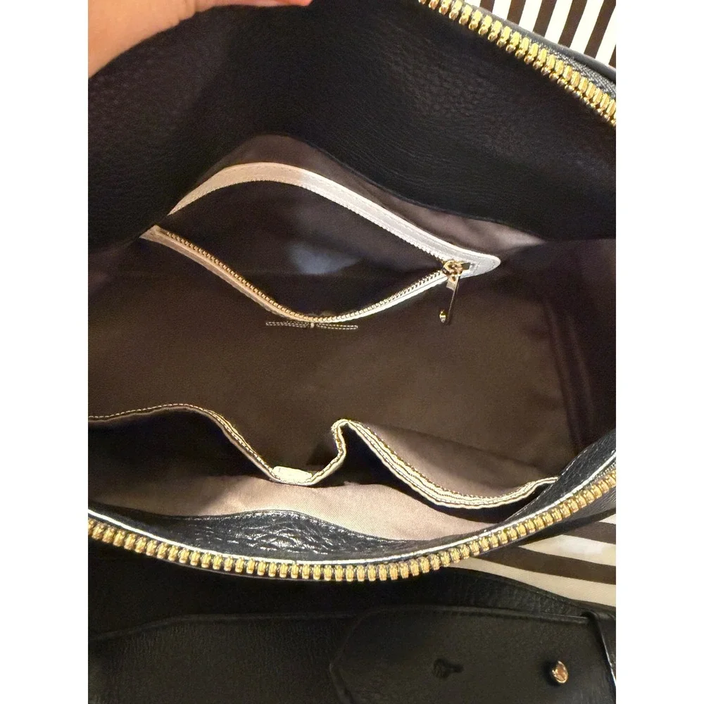 Henri Bendel Black Pebbled Leather Satchel & Shoulder Bag Gold Hardware